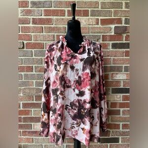 Simply Vera Wang Womens Size XLRuffle Neck Blouse Tunic Top Family Dinner Spring